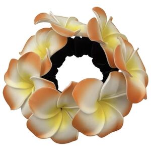 🏵 Orange Plumeria Bun Scrunchie